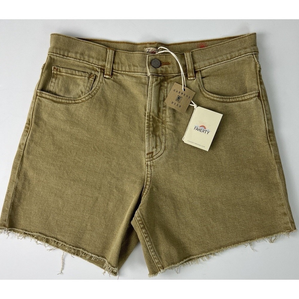 Faherty Brand Women's Shorts Size 28 Cut Offs Sunwashed Denim Dull Gold C15